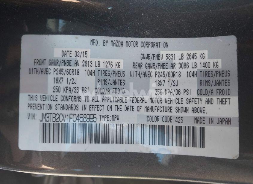 Photo 9 of 2015 Mazda Cx-9 TOURING (VIN JM3TB2CV1F0458995)