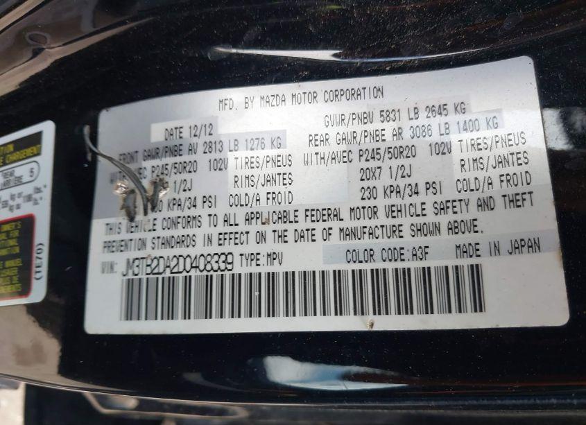 Photo 9 of 2013 Mazda Cx-9 GRAND TOURING (VIN JM3TB2DA2D0408339)