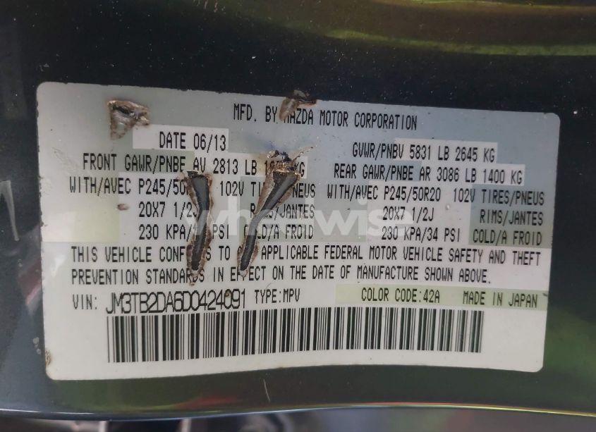 Photo 9 of 2013 Mazda Cx-9 GRAND TOURING (VIN JM3TB2DA6D0424091)