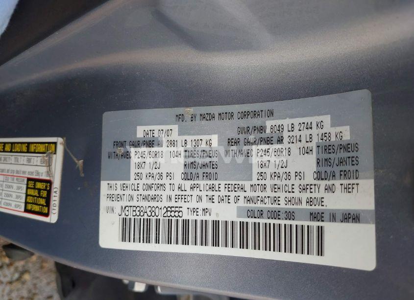 Photo 9 of 2008 Mazda Cx-9 TOURING (VIN JM3TB38A380126555)