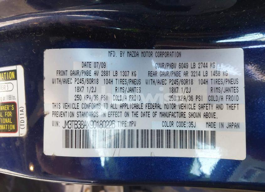 Photo 9 of 2009 Mazda Cx-9 TOURING (VIN JM3TB38AX90180226)