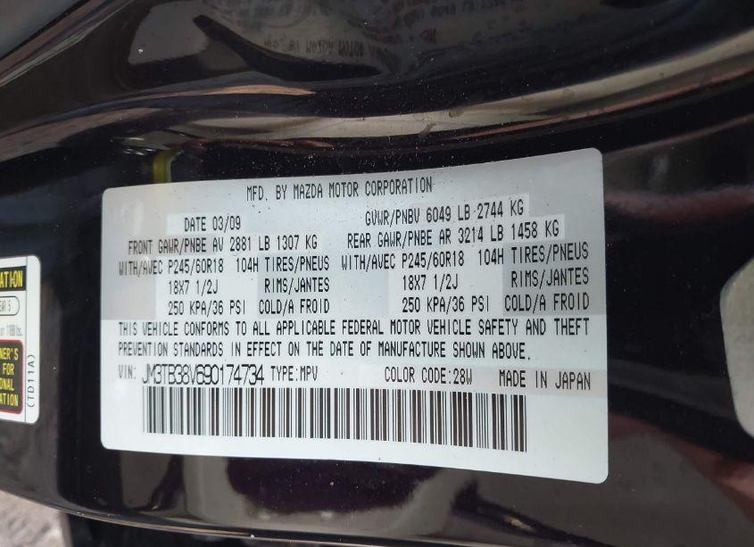 Photo 9 of 2009 Mazda Cx-9 TOURING (VIN JM3TB38V690174734)