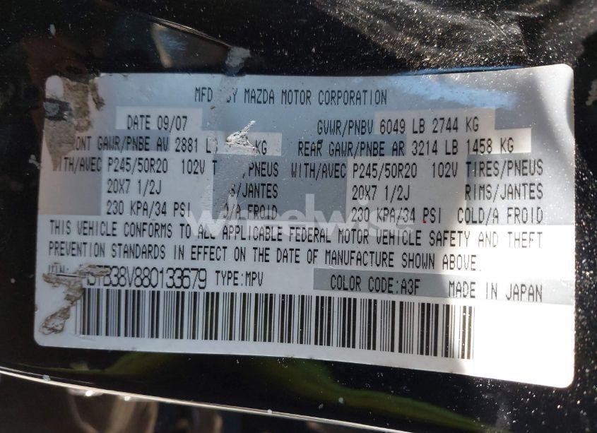 Photo 9 of 2008 Mazda Cx-9 GRAND TOURING (VIN JM3TB38V880133679)