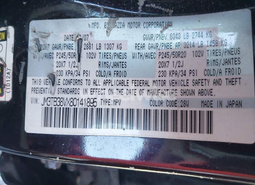 Photo 9 of 2008 Mazda Cx-9 GRAND TOURING (VIN JM3TB38VX80141895)