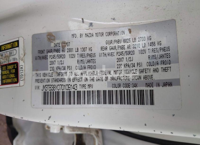 Photo 9 of 2007 Mazda Cx-9 GRAND TOURING (VIN JM3TB38Y070109143)