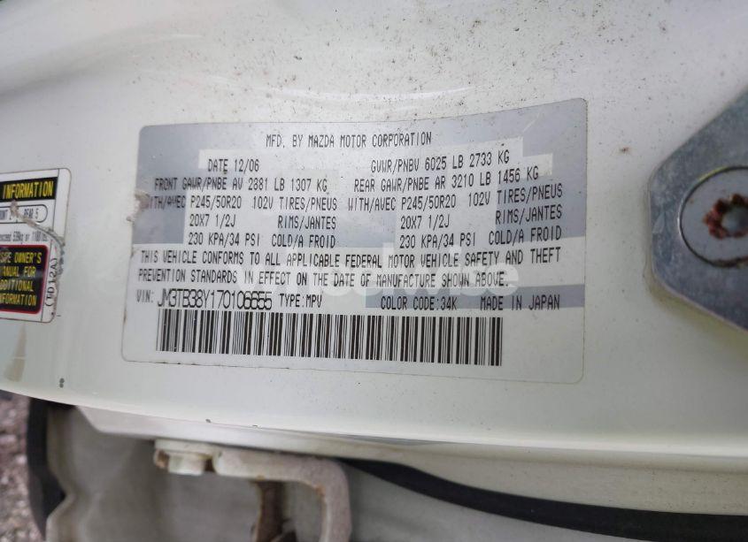 Photo 9 of 2007 Mazda Cx-9 GRAND TOURING (VIN JM3TB38Y170106655)