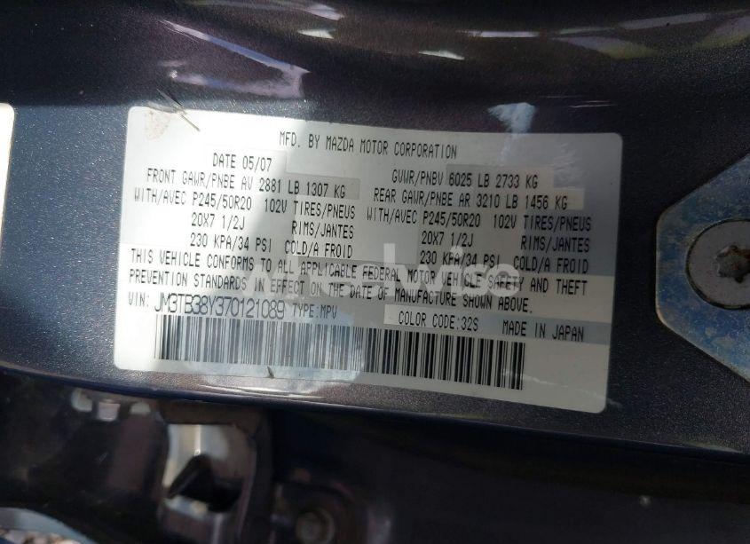 Photo 9 of 2007 Mazda Cx-9 GRAND TOURING (VIN JM3TB38Y370121089)