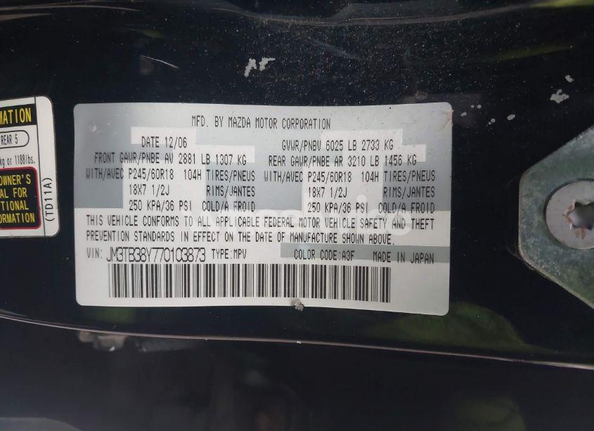 Photo 9 of 2007 Mazda Cx-9 TOURING (VIN JM3TB38Y770103873)