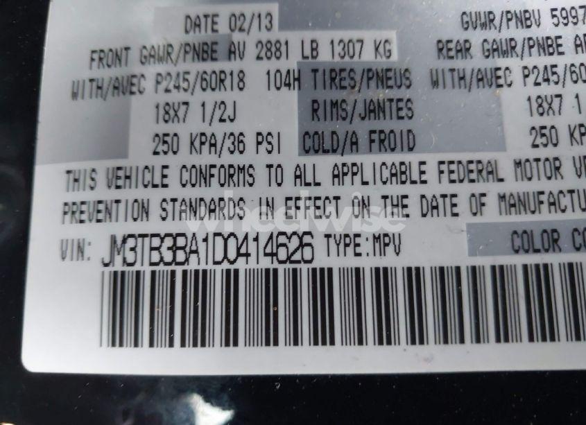 Photo 9 of 2013 Mazda Cx-9 SPORT (VIN JM3TB3BA1D0414626)