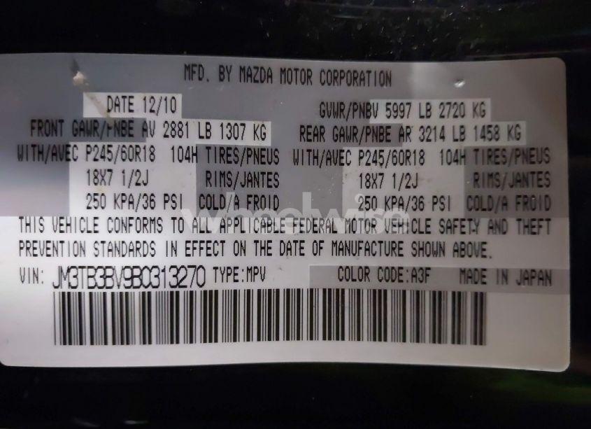 Photo 9 of 2011 Mazda Cx-9 SPORT (VIN JM3TB3BV9B0313270)