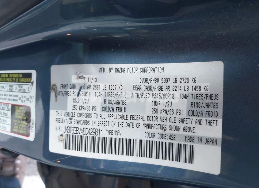 Photo 9 of 2014 Mazda Cx-9 SPORT (VIN JM3TB3BVXE0429811)