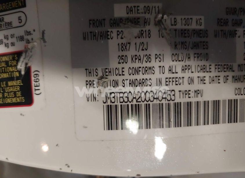 Photo 9 of 2012 Mazda Cx-9 TOURING (VIN JM3TB3CA2C0340453)