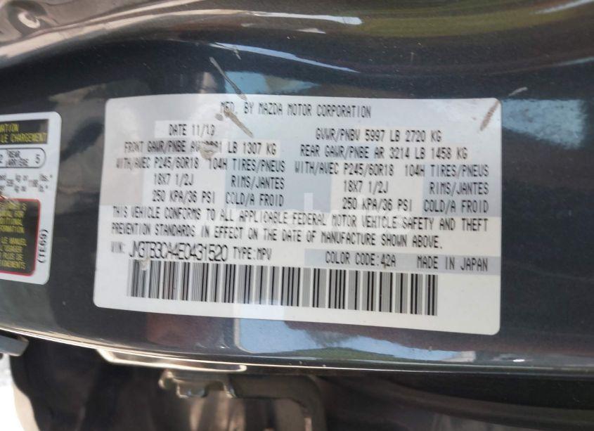 Photo 9 of 2014 Mazda Cx-9 TOURING (VIN JM3TB3CA4E0431520)