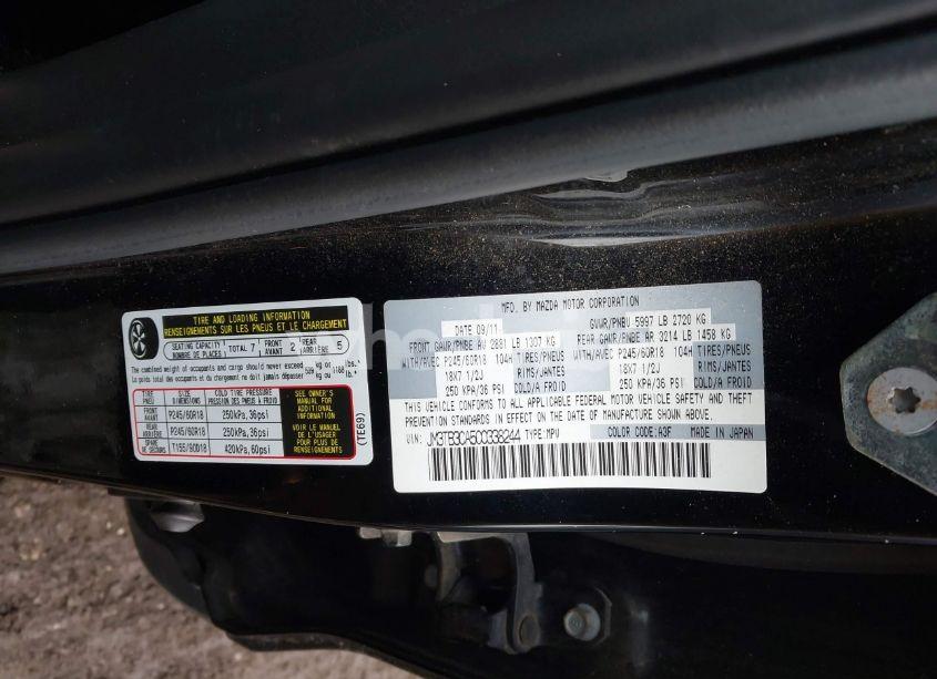 Photo 9 of 2012 Mazda Cx-9 TOURING (VIN JM3TB3CA5C0338244)