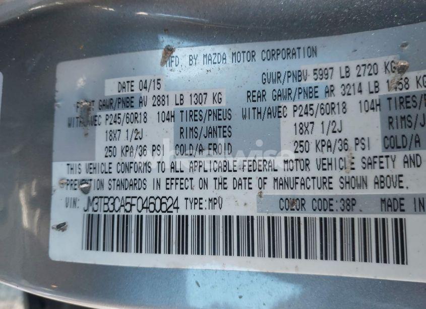 Photo 9 of 2015 Mazda Cx-9 TOURING (VIN JM3TB3CA5F0460624)