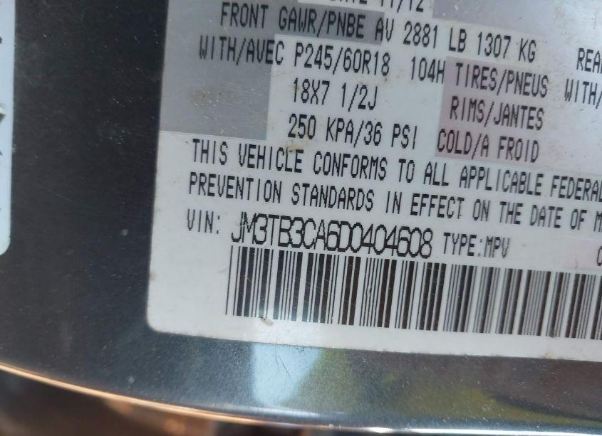 Photo 9 of 2013 Mazda Cx-9 TOURING (VIN JM3TB3CA6D0404608)