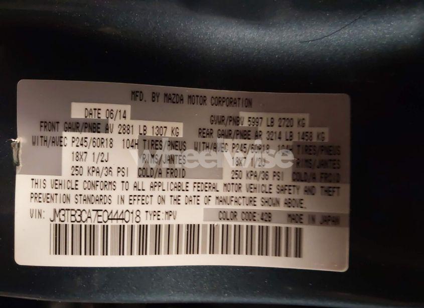Photo 9 of 2014 Mazda Cx-9 TOURING (VIN JM3TB3CA7E0444018)