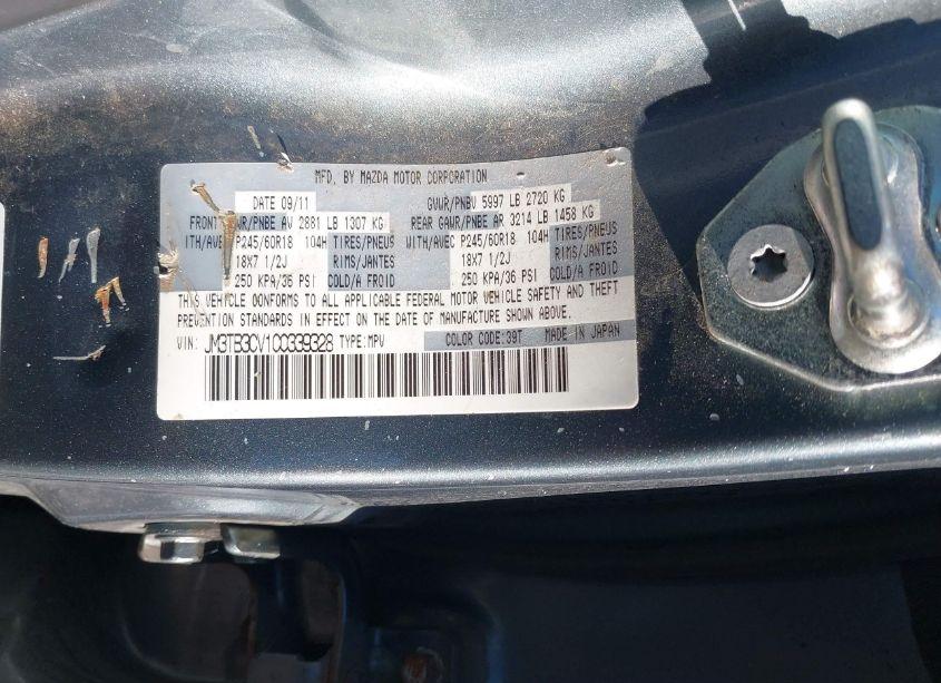 Photo 9 of 2012 Mazda Cx-9 TOURING (VIN JM3TB3CV1C0339328)