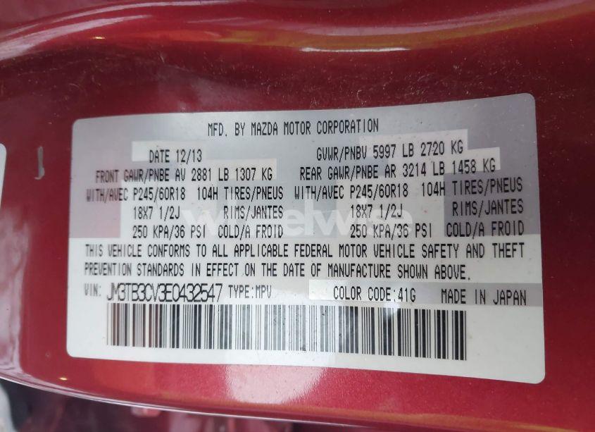 Photo 9 of 2014 Mazda Cx-9 TOURING (VIN JM3TB3CV3E0432547)