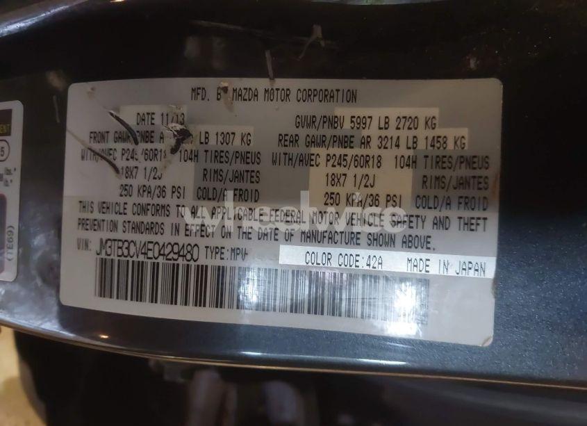 Photo 9 of 2014 Mazda Cx-9 TOURING (VIN JM3TB3CV4E0429480)