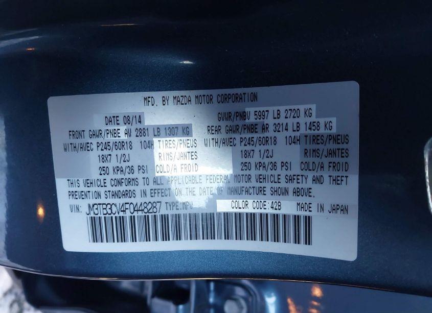 Photo 9 of 2015 Mazda Cx-9 TOURING (VIN JM3TB3CV4F0448287)