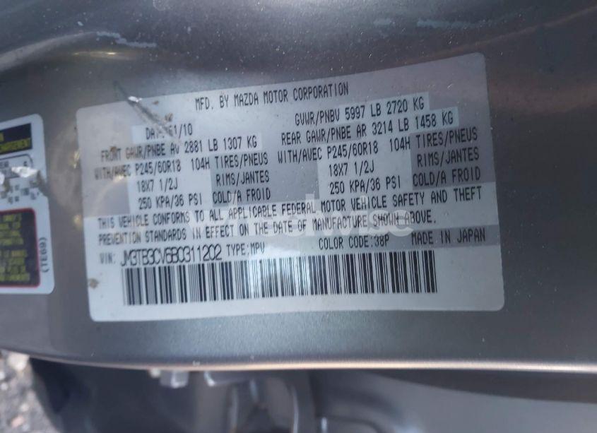 Photo 9 of 2011 Mazda Cx-9 TOURING (VIN JM3TB3CV6B0311202)