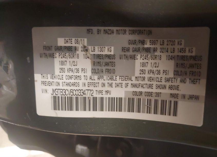 Photo 9 of 2012 Mazda Cx-9 TOURING (VIN JM3TB3CV6C0334772)