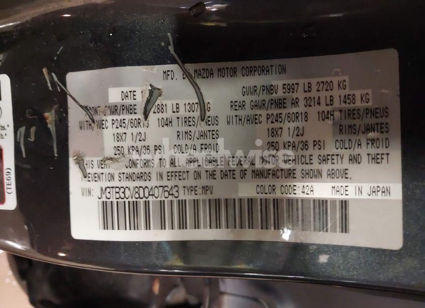 Photo 9 of 2013 Mazda Cx-9 TOURING (VIN JM3TB3CV8D0407643)