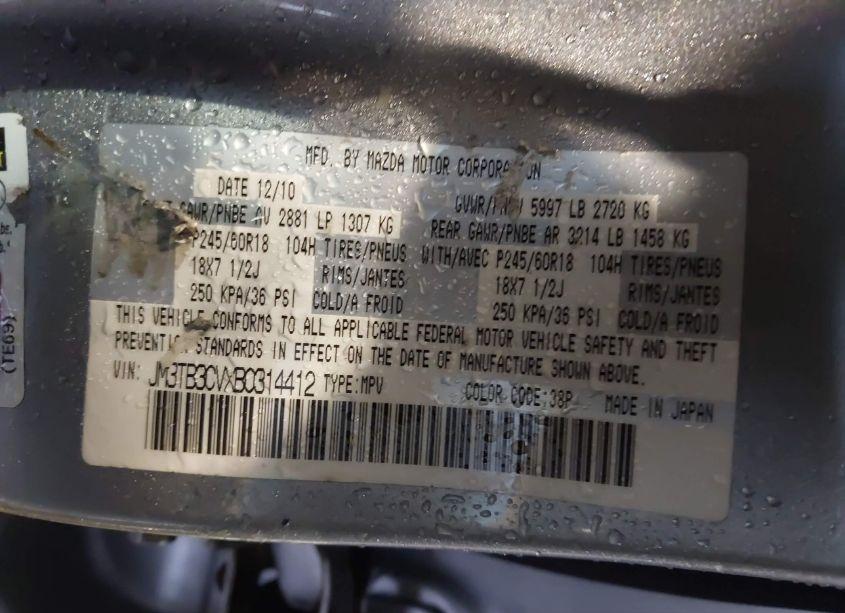 Photo 9 of 2011 Mazda Cx-9 TOURING (VIN JM3TB3CVXB0314412)