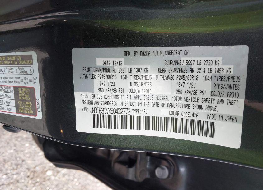 Photo 9 of 2014 Mazda Cx-9 TOURING (VIN JM3TB3CVXE0432772)