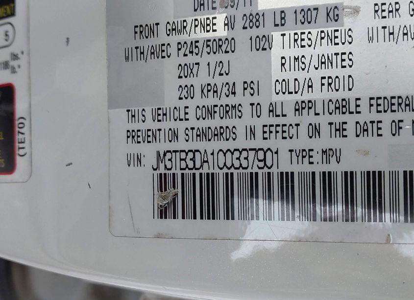 Photo 9 of 2012 Mazda Cx-9 GRAND TOURING (VIN JM3TB3DA1C0337901)