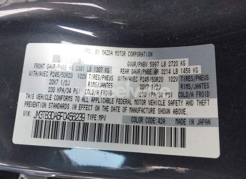 Photo 9 of 2015 Mazda Cx-9 GRAND TOURING (VIN JM3TB3DA6F0456239)