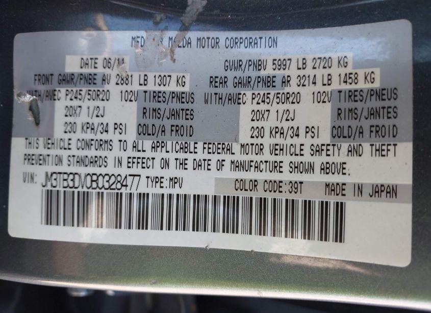 Photo 9 of 2011 Mazda Cx-9 GRAND TOURING (VIN JM3TB3DV0B0328477)