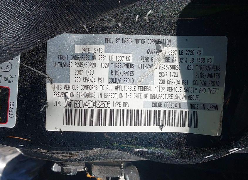 Photo 9 of 2014 Mazda Cx-9 GRAND TOURING (VIN JM3TB3DV4E0432605)