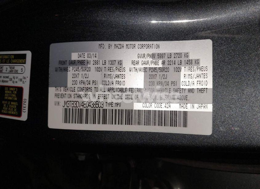 Photo 9 of 2014 Mazda Cx-9 GRAND TOURING (VIN JM3TB3DV4E0438503)