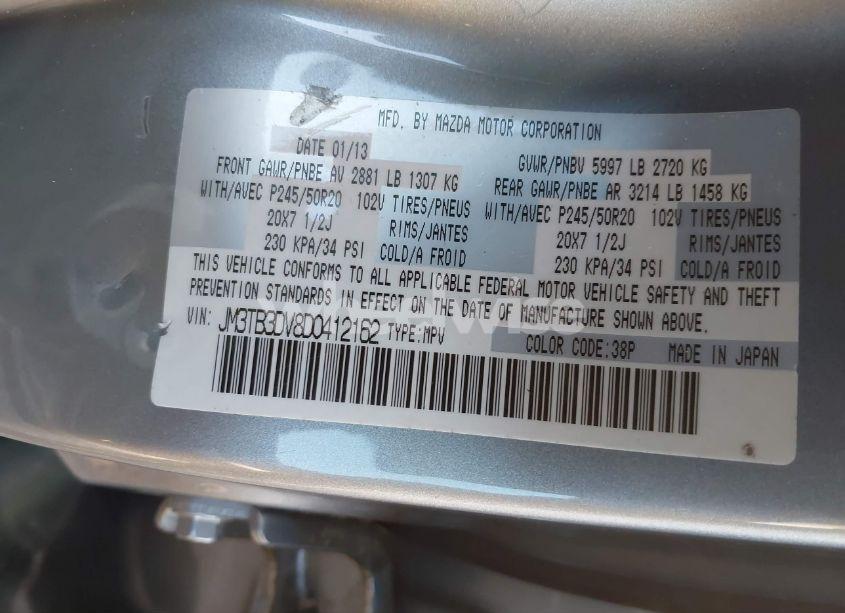 Photo 9 of 2013 Mazda Cx-9 GRAND TOURING (VIN JM3TB3DV8D0412162)