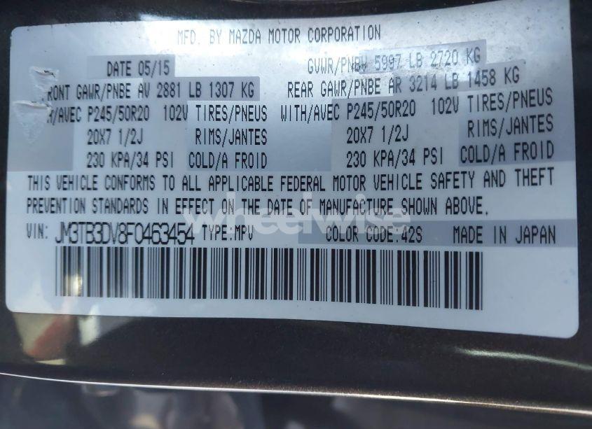 Photo 9 of 2015 Mazda Cx-9 GRAND TOURING (VIN JM3TB3DV8F0463454)