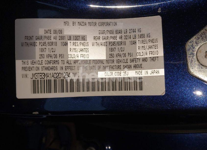 Photo 9 of 2010 Mazda Cx-9 TOURING (VIN JM3TB3MA1A0201264)