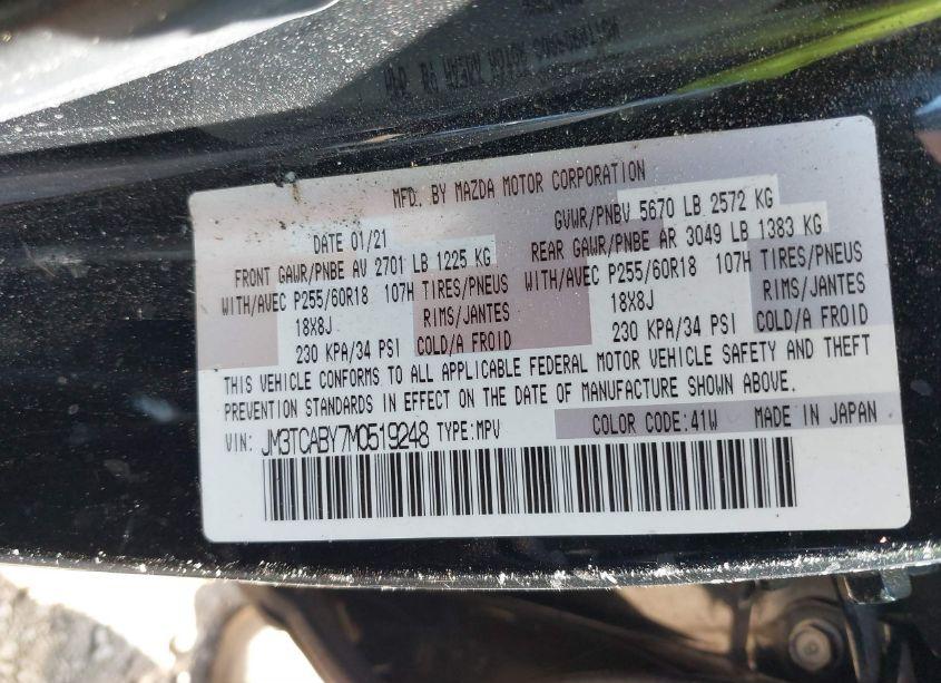 Photo 9 of 2021 Mazda Cx-9 SPORT (VIN JM3TCABY7M0519248)