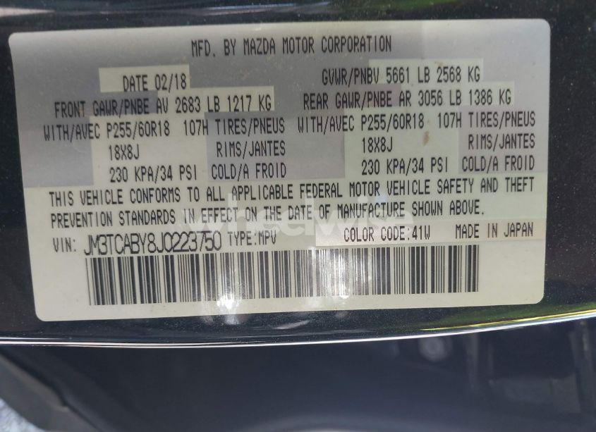 Photo 9 of 2018 Mazda Cx-9 SPORT (VIN JM3TCABY8J0223750)