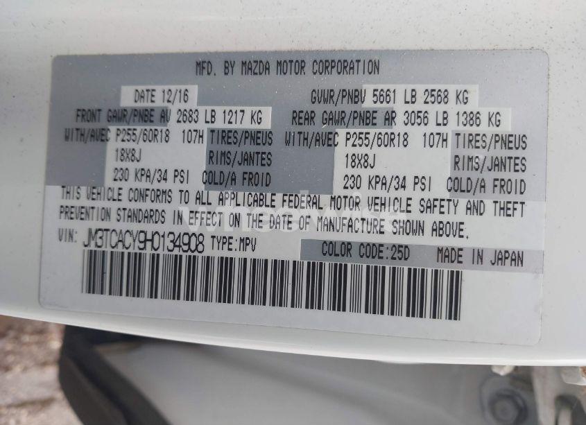 Photo 9 of 2017 Mazda Cx-9 TOURING (VIN JM3TCACY9H0134908)