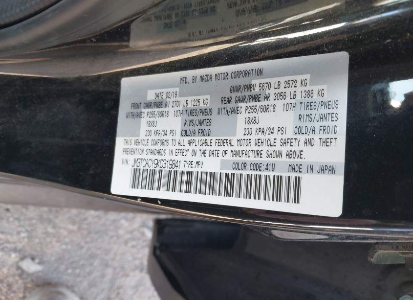 Photo 9 of 2019 Mazda Cx-9 TOURING (VIN JM3TCACY9K0319841)