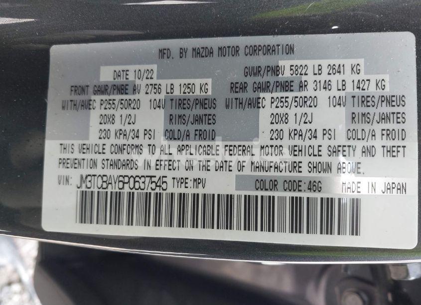 Photo 9 of 2023 Mazda Cx-9 TOURING PLUS (VIN JM3TCBAY6P0637545)