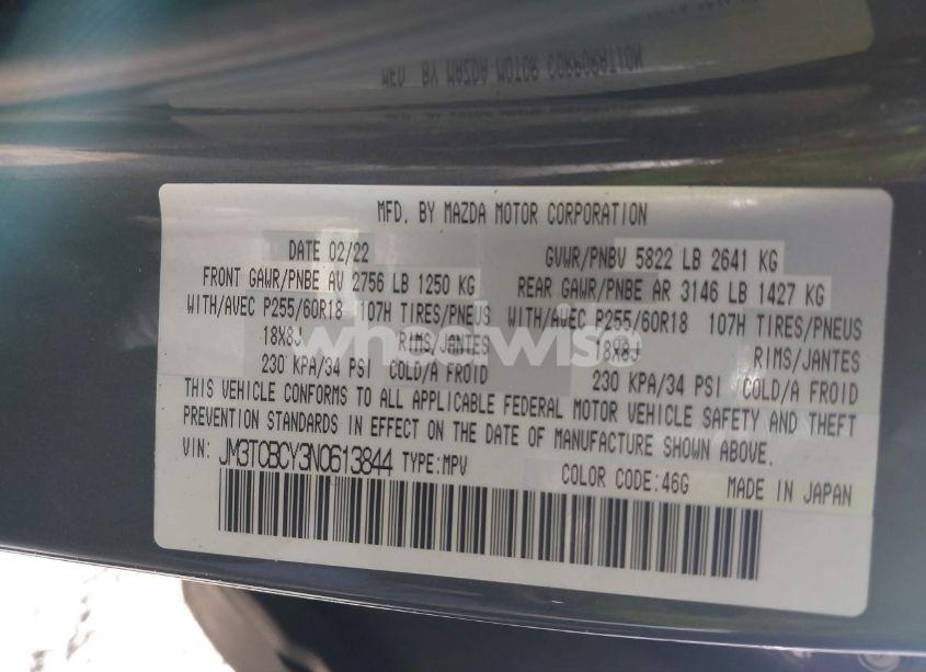 Photo 9 of 2022 Mazda Cx-9 TOURING (VIN JM3TCBCY3N0613844)