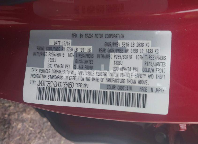 Photo 9 of 2017 Mazda Cx-9 TOURING (VIN JM3TCBCY8H0133450)