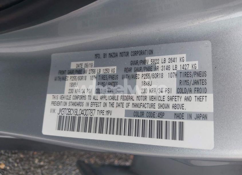 Photo 9 of 2020 Mazda Cx-9 TOURING (VIN JM3TCBCY8L0400787)