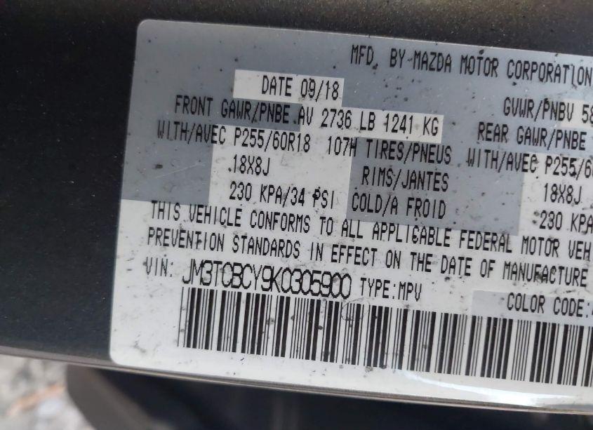 Photo 9 of 2019 Mazda Cx-9 TOURING (VIN JM3TCBCY9K0305900)