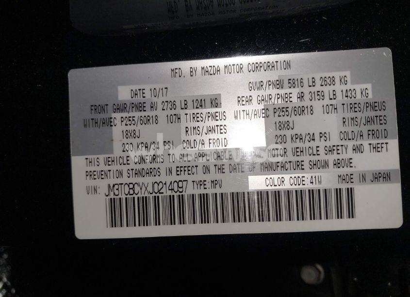 Photo 9 of 2018 Mazda Cx-9 TOURING (VIN JM3TCBCYXJ0214097)