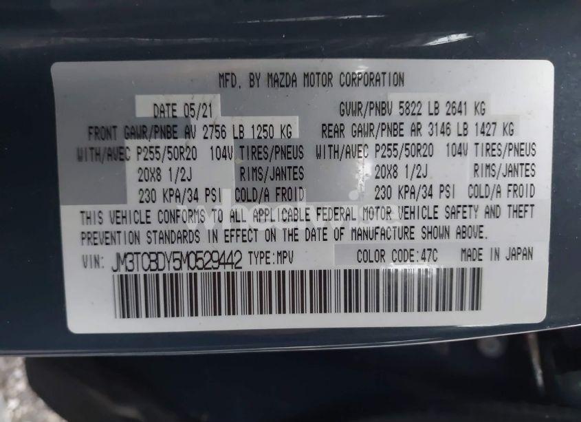 Photo 9 of 2021 Mazda Cx-9 CARBON EDITION (VIN JM3TCBDY5M0529442)