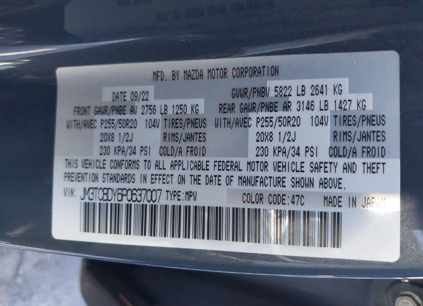 Photo 9 of 2023 Mazda Cx-9 CARBON EDITION (VIN JM3TCBDY6P0637007)